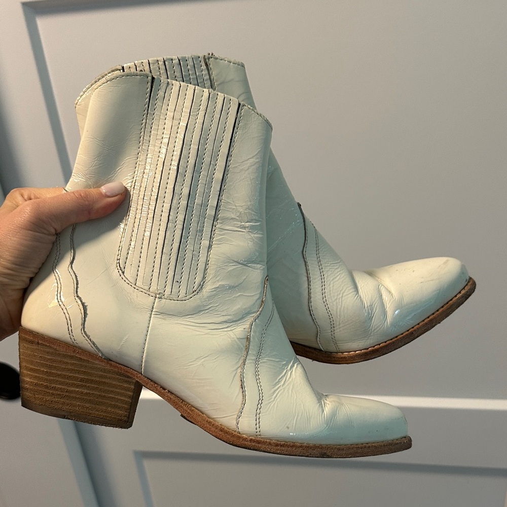 White Free People Western Ankle Boots